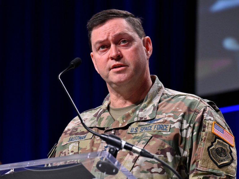 Chief of Space Operations Gen. Chance Saltzman speaks at the Air and Space Forces Association 2024 Warfare Symposium in Aurora, Colorado. Credit: U.S. Air Force photo by Eric Dietrich