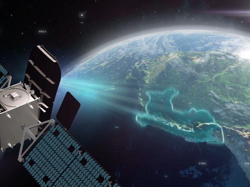 Illustration of Andesat-1, an Astranis-built GEO broadband satellite for Peru. Credit: Astranis