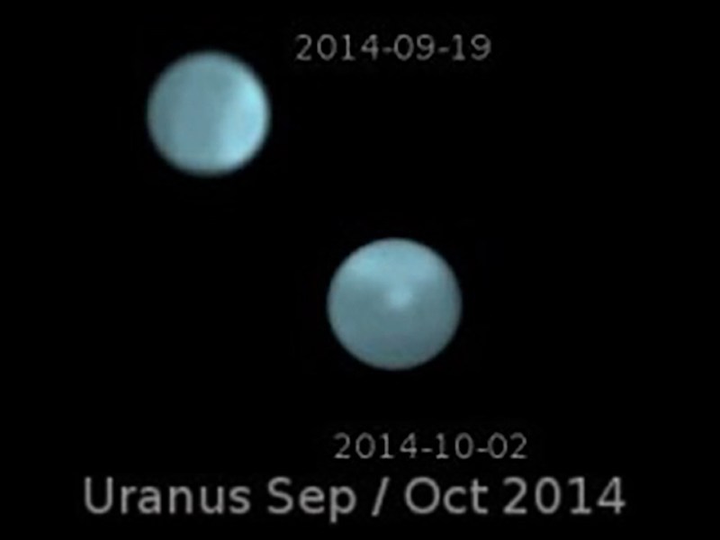 Images of Uranus (below) taken by Anthony Wesley of Murrumbateman, Australia with a 16″ Newtonian telescope with a 650-850nm filter and PGR GS3-U3-23S6M camera, show the dramatic appearance of a bright storm on a planet that normally displays only a diffuse bright polar region. Credits: Anthony Wesley