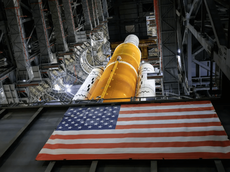 The Space Launch System and Orion would be phased out after Artemis 3 in the White House's 2026 budget proposal for NASA. Credit: NASA/Frank Michaux