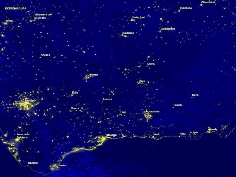 Image captured April 29, 2025, by the VIIRS instrument aboard the joint NASA/NOAA NOAA-20 platform showing a lack of nighttime lights in Spain due to a blackout. Credit: NASA Worldview