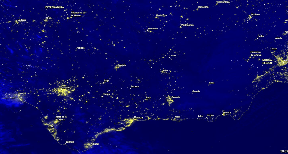 Image captured April 29, 2025, by the VIIRS instrument aboard the joint NASA/NOAA NOAA-20 platform showing a lack of nighttime lights in Spain due to a blackout. Credit: NASA Worldview
