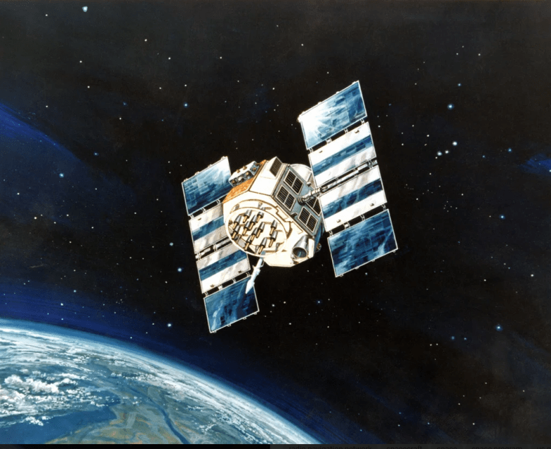 1983 illustration of a GPS satellite. Credit: The U.S. National Archives
