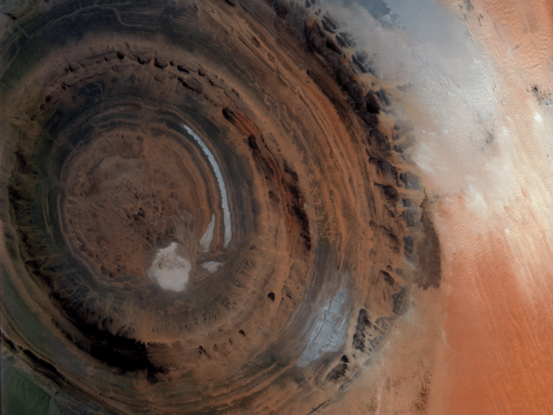 A hyperspectral image of the Richat Structure, a geological feature in northwestern Mauritania also known as the Eye of the Sahara, taken by Wyvern's Dragonette-001 satellite on July 23, 2024. Credit: Wyvern